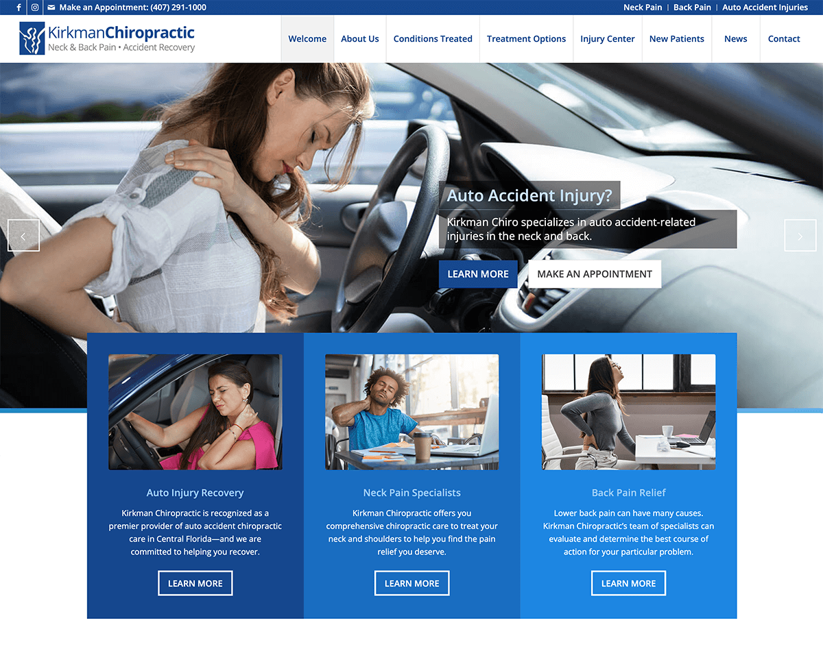 Kirkman Chiropractic - Website Screenshot